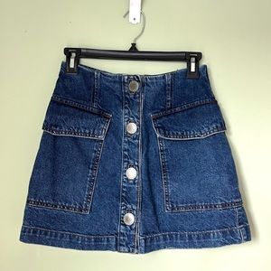 TOPSHOP Moto Denim Miniskirt Size W26”